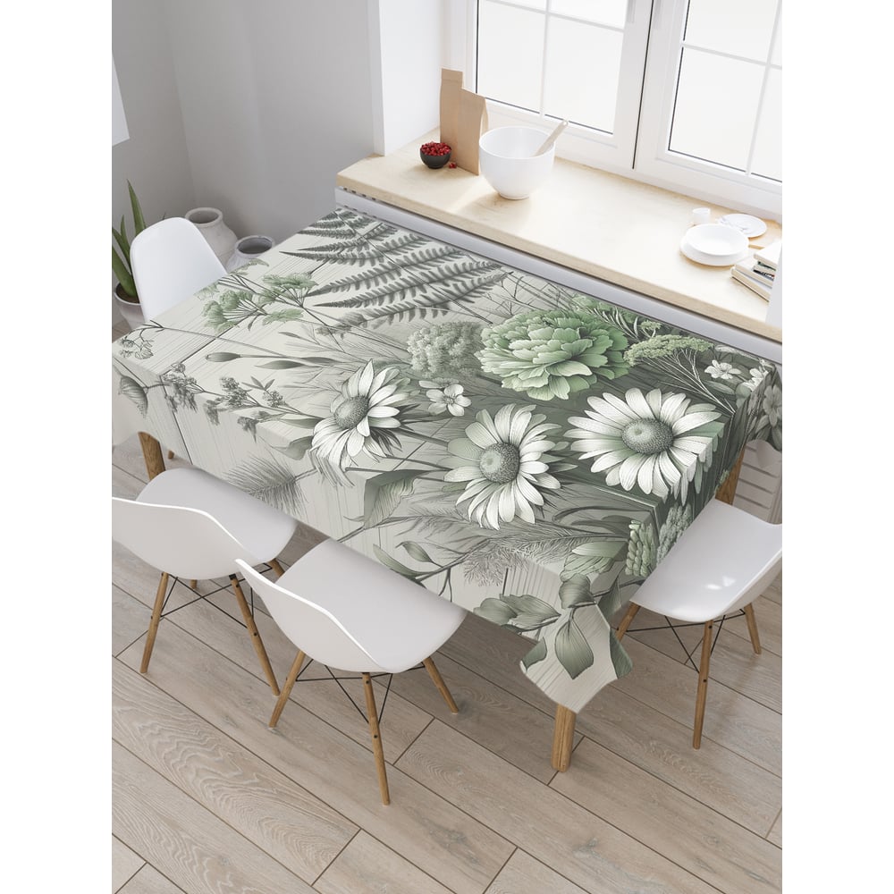 Изображение товара Прямоугольная тканевая скатерть JoyArty Зеленая композиция 145x180 см