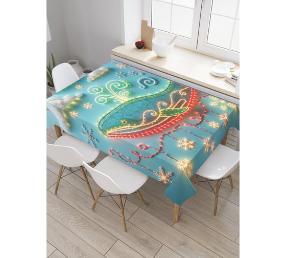 Изображение товара Прямоугольная тканевая скатерть на стол с рисунком JoyArty Красочный кит 120х145 см, серия Новый год и Рождество tc_sd3890_120x145
