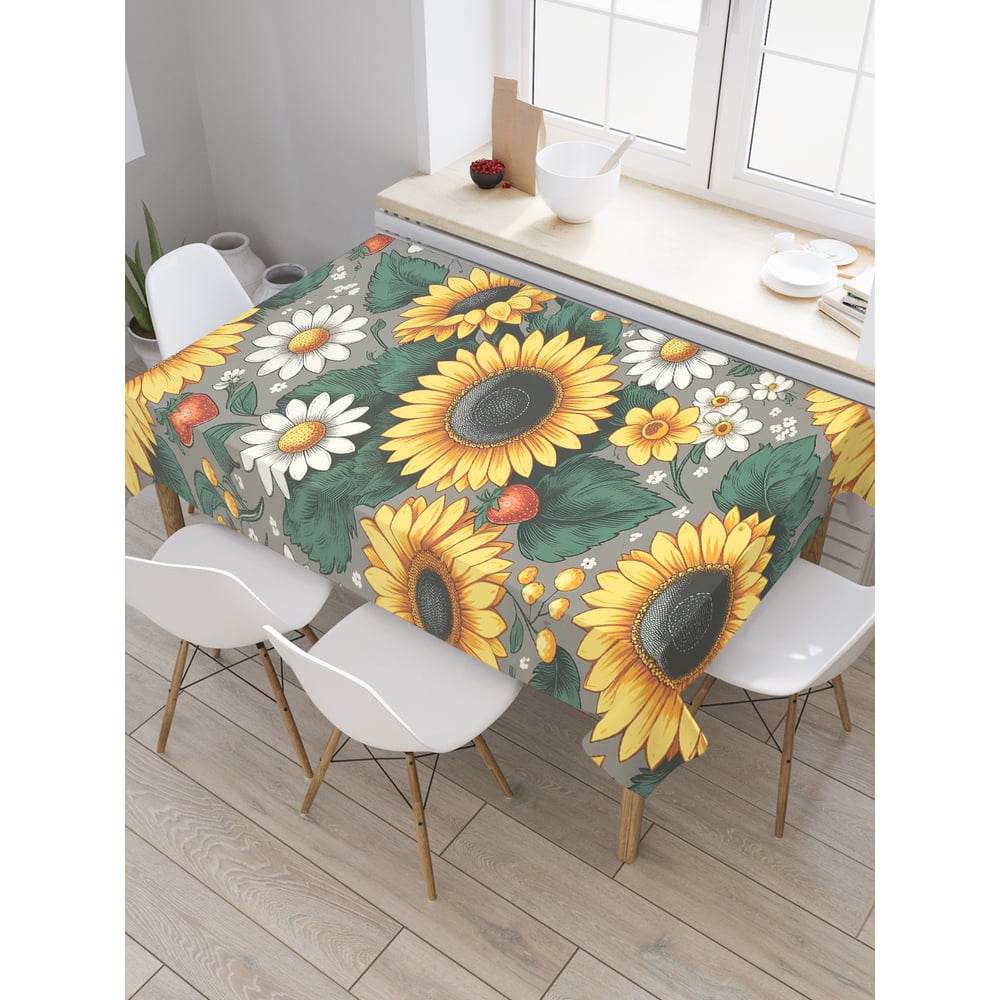 Изображение товара Прямоугольная тканевая скатерть на стол с рисунком JoyArty Поле цветов 120х145 см tc_sd3445_120x145