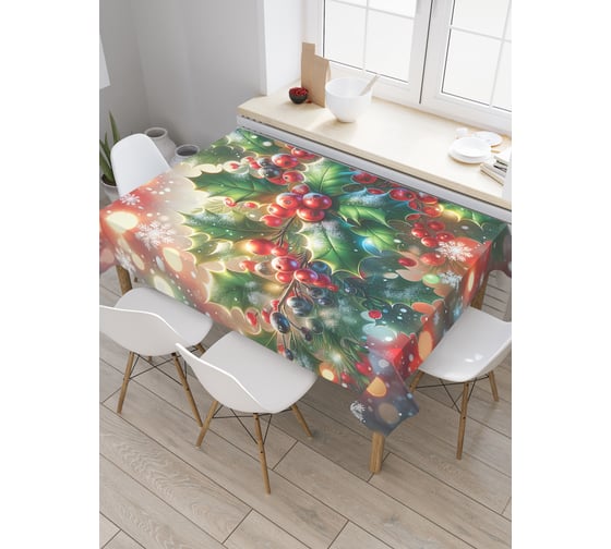 Изображение товара Прямоугольная тканевая скатерть на стол с рисунком JoyArty Атмосфера праздника 120х145 см, серия Новый год и Рождество tc_sd3901_120x145