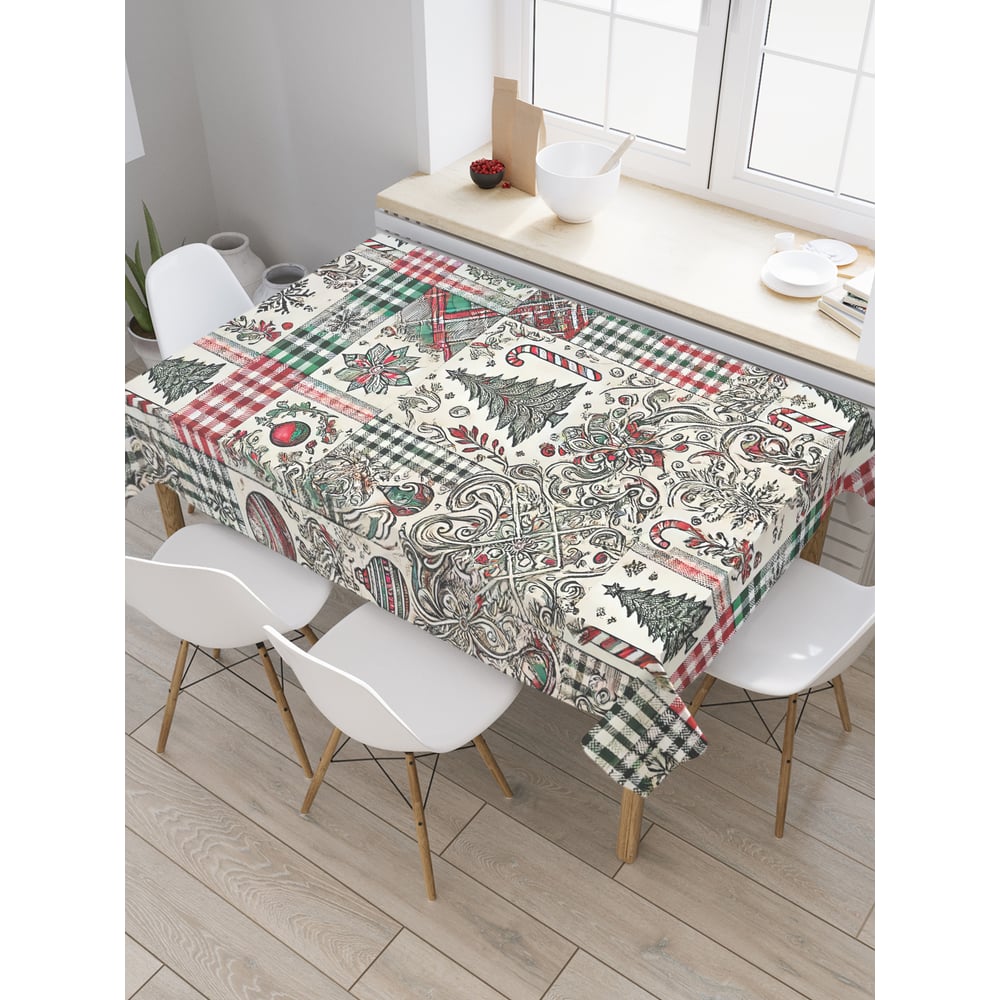Изображение товара Прямоугольная тканевая скатерть JoyArty Елочная мозайка 145х180 см