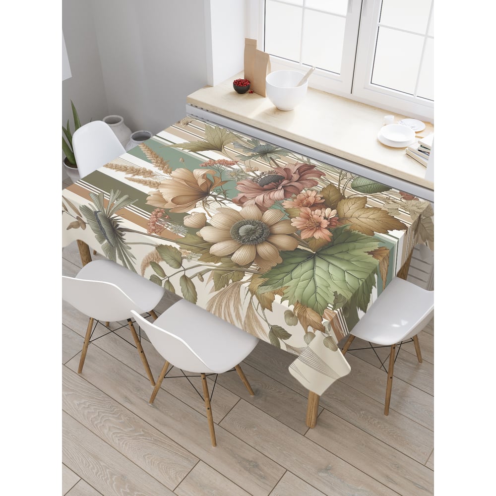 Изображение товара Прямоугольная тканевая скатерть JoyArty Луговой букет 145x180 см сатен