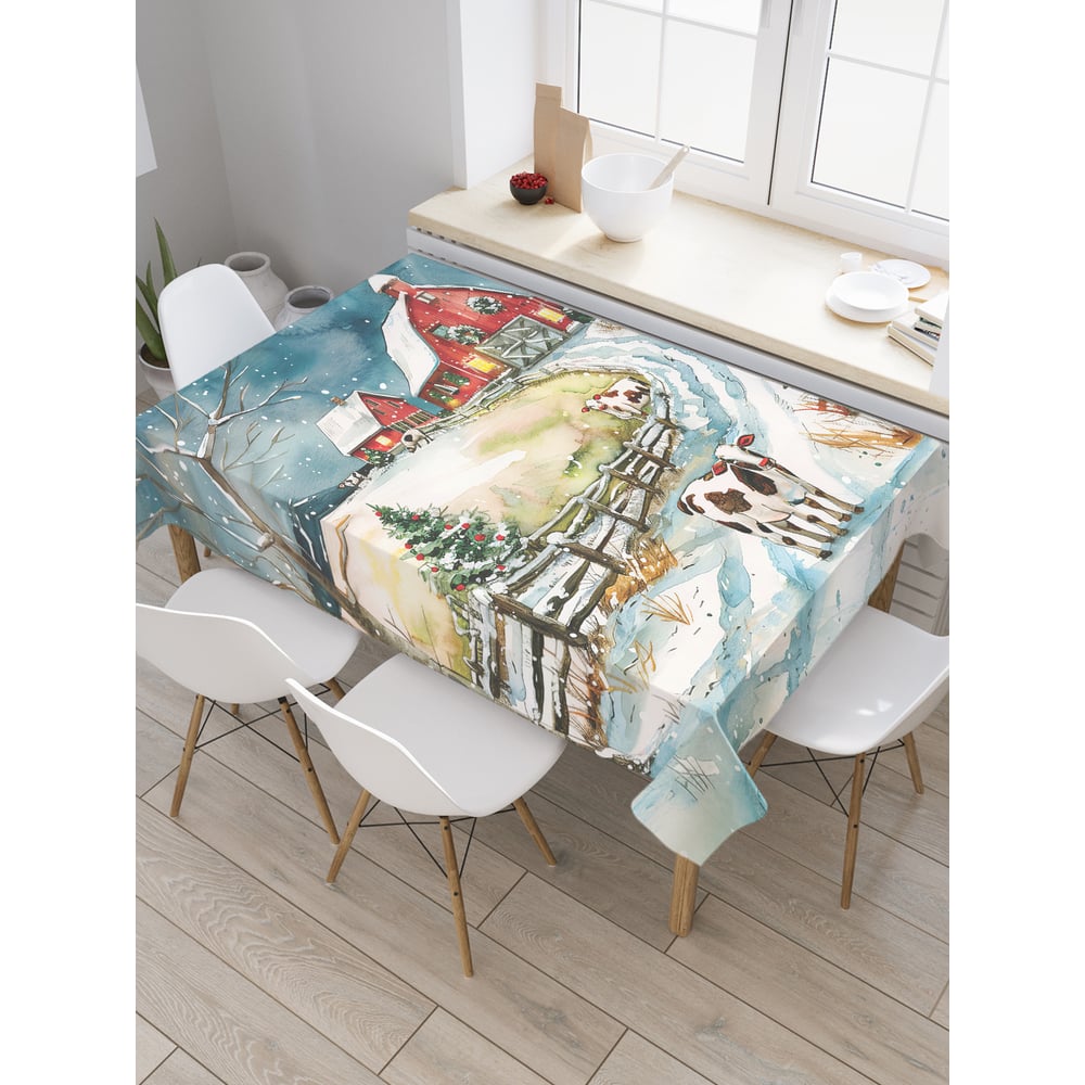 Изображение товара Прямоугольная тканевая скатерть JoyArty 145х180 см с рисунком Зимой
