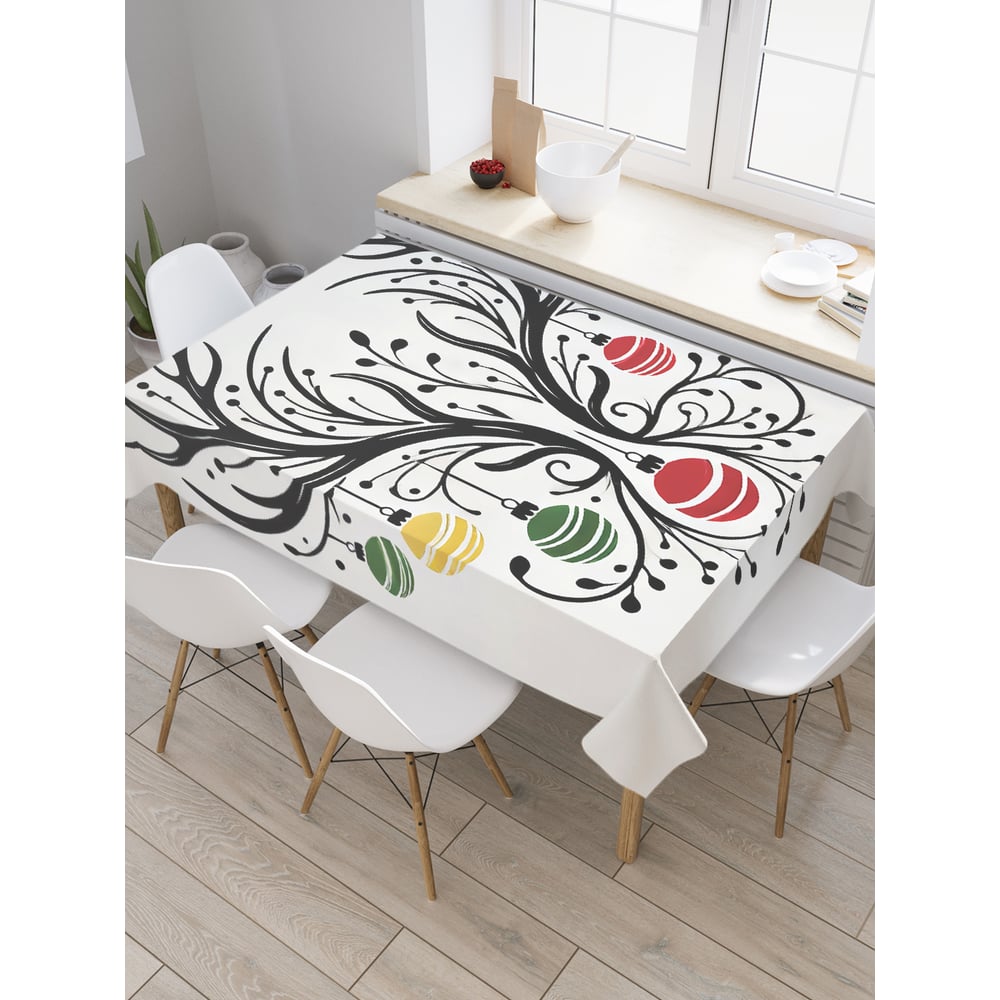 Изображение товара Прямоугольная тканевая скатерть JoyArty Древо в украшениях 145х180 см