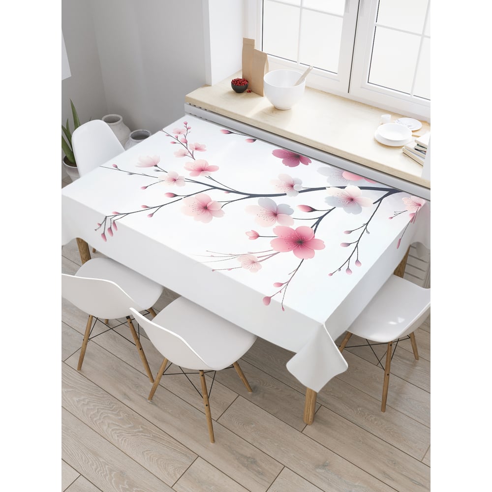 Изображение товара Прямоугольная тканевая скатерть Ветка сакуры 120х145 см JoyArty