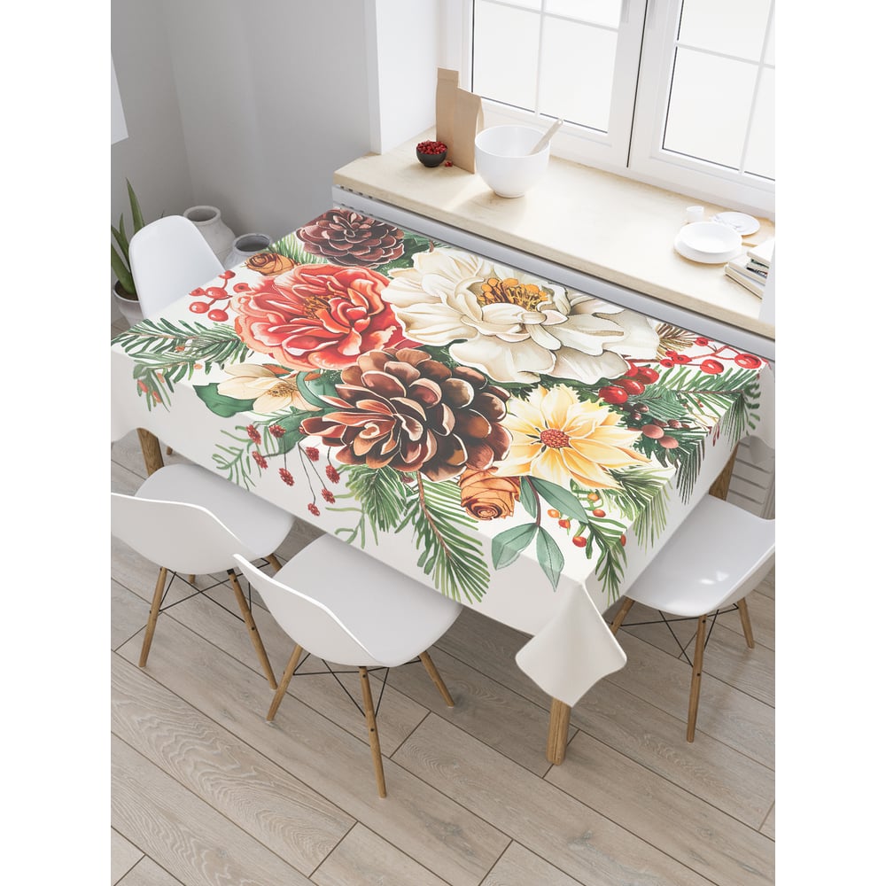 Изображение товара Прямоугольная тканевая скатерть JoyArty 145х180 см с рождественским рисунком