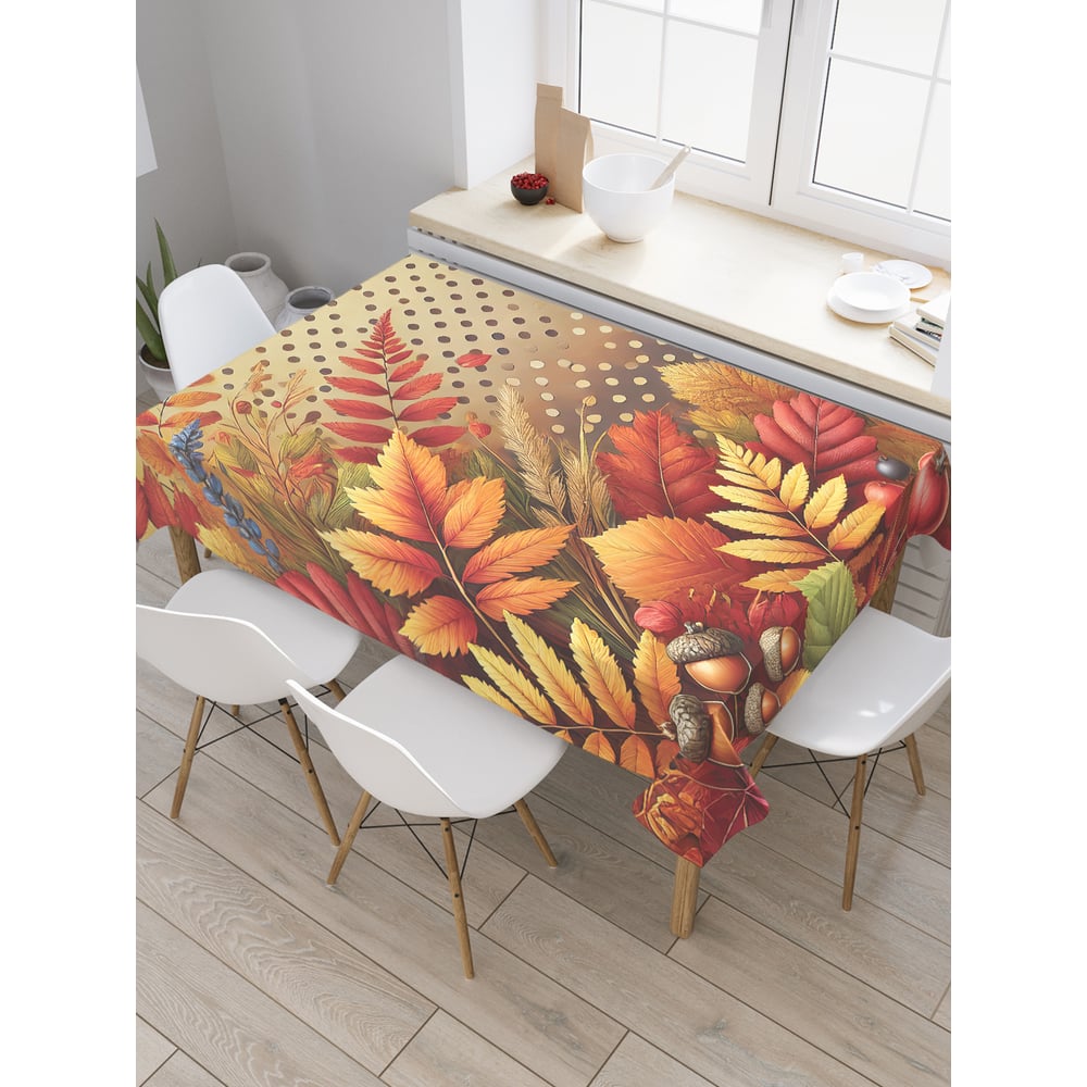 Изображение товара Прямоугольная тканевая скатерть JoyArty Осенняя композиция 120x145 см сатен
