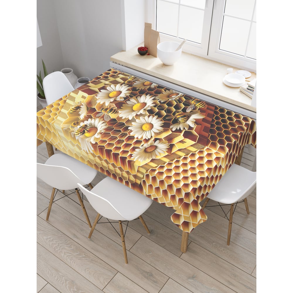 Изображение товара Прямоугольная тканевая скатерть JoyArty Медовые цветы 120x145 см