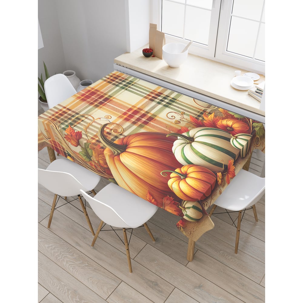 Изображение товара Прямоугольная тканевая скатерть JoyArty 145х180 см шотландская тыква