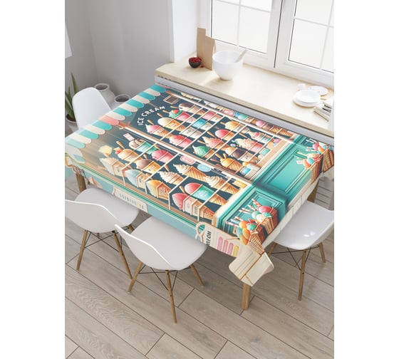 Изображение товара Прямоугольная тканевая скатерть на стол с рисунком JoyArty Лавка с мороженым 120х145 см tc_sd3453_120x145