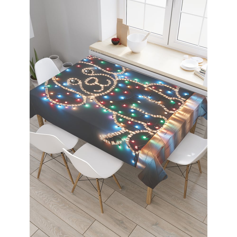 Изображение товара Прямоугольная тканевая скатерть JoyArty Песик в огоньках 120х145 см современный дизайн