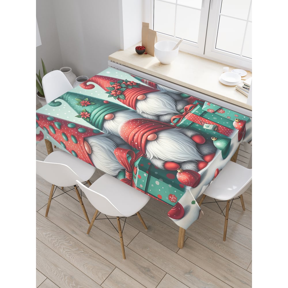 Изображение товара Прямоугольная тканевая скатерть JoyArty Утро с подарками 120х145 см праздничный дизайн