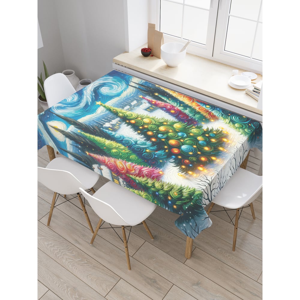 Изображение товара Прямоугольная тканевая скатерть JoyArty с нарядными елками 120х145 см