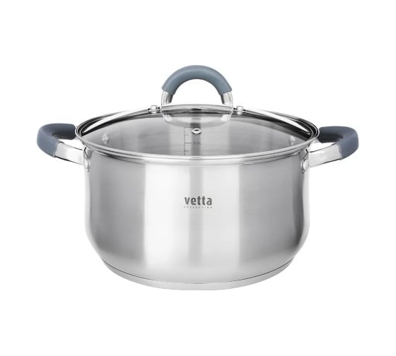 Изображение товара Кастрюля VETTA Вена 24х13,5 см, 6 л со стеклянной крышкой, индукция 822-074