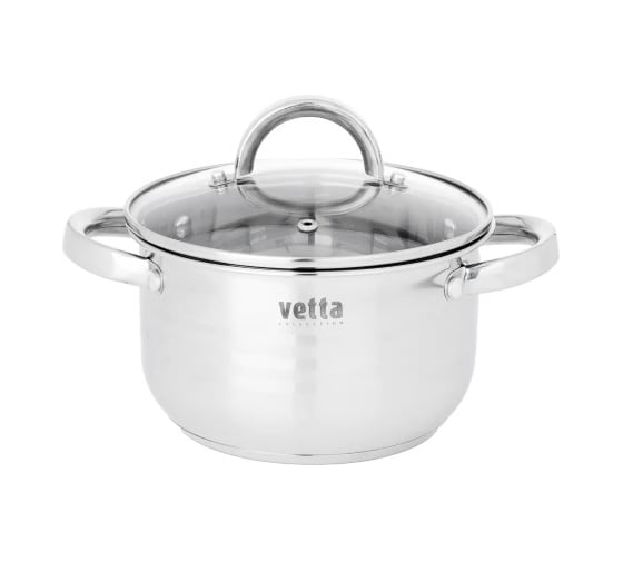 Изображение товара Кастрюля VETTA Фултон 20х11,5 см, 2,9 л, со стеклянной крышкой 822-113