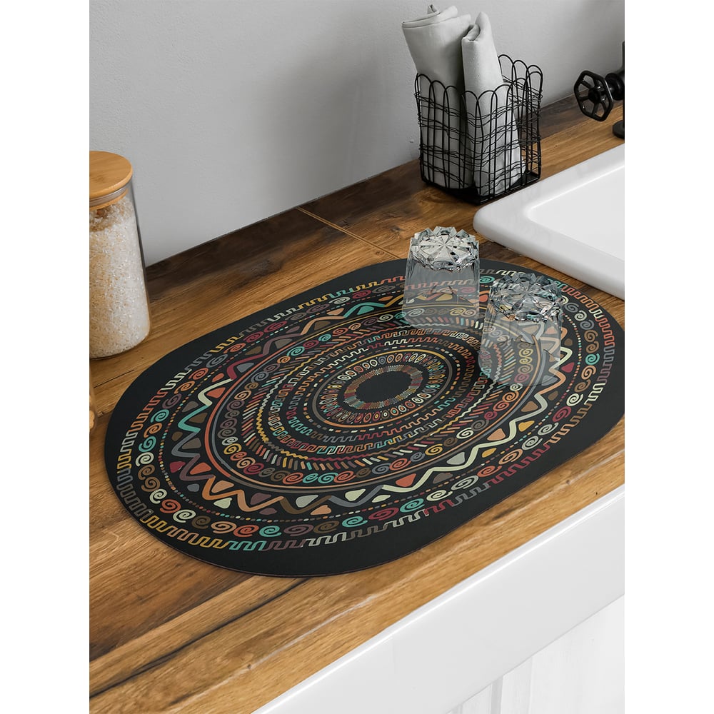 Изображение товара Коврик для сушки посуды JoyArty овальный 58x38 см африканский дизайн