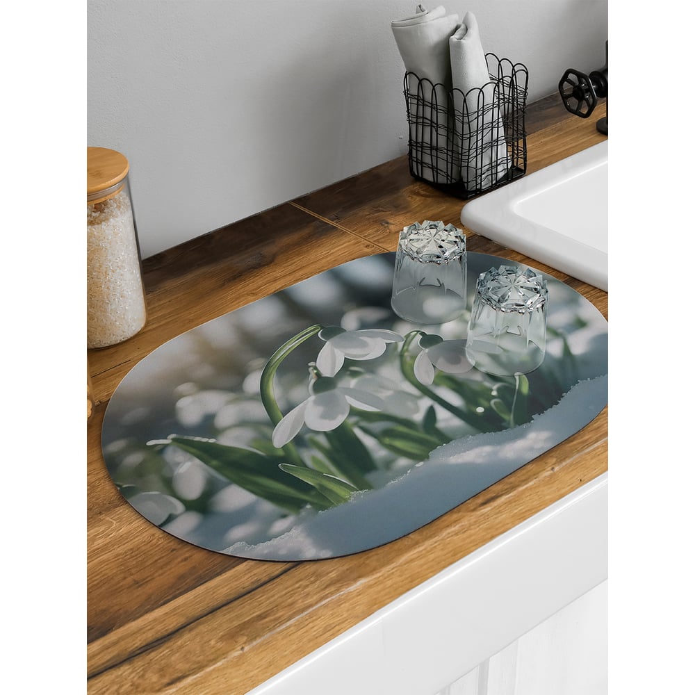 Изображение товара Коврик для сушки посуды JoyArty Подснежник овальный 58x38 см