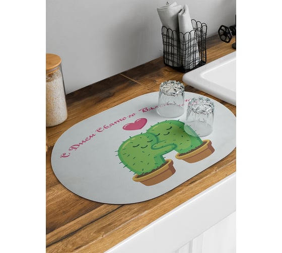 Изображение товара Коврик для сушки посуды впитывающий для кухни JoyArty В день влюбленных овальный 58x38 см sbm_92003_58x38