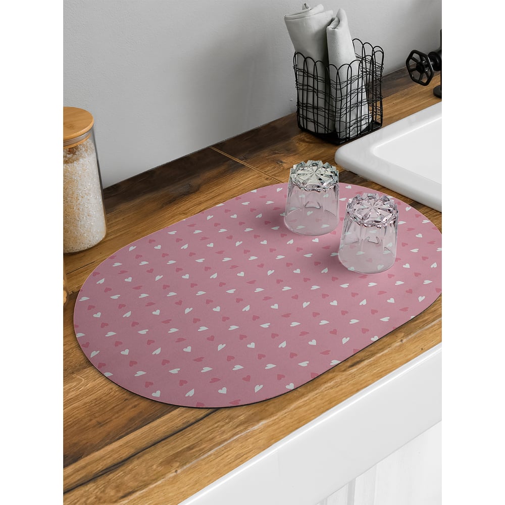 Изображение товара Коврик для сушки посуды JoyArty Летающие сердца овальный 58x38 см