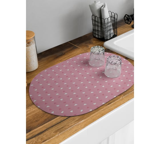 Изображение товара Коврик для сушки посуды JoyArty Летающие сердца овальный 58x38 см sbm_429263_58x38