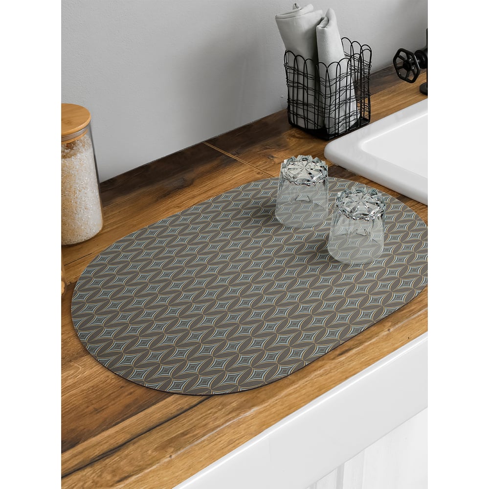 Изображение товара Коврик для сушки посуды JoyArty клеточное сияние овальный 58x38 см