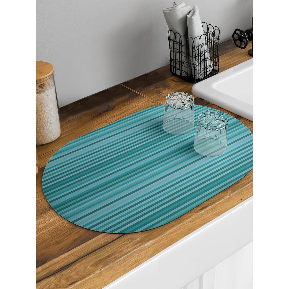 Изображение товара Коврик для сушки посуды впитывающий для кухни JoyArty Небесные линии овальный 58x38 см sbm_21539_58x38