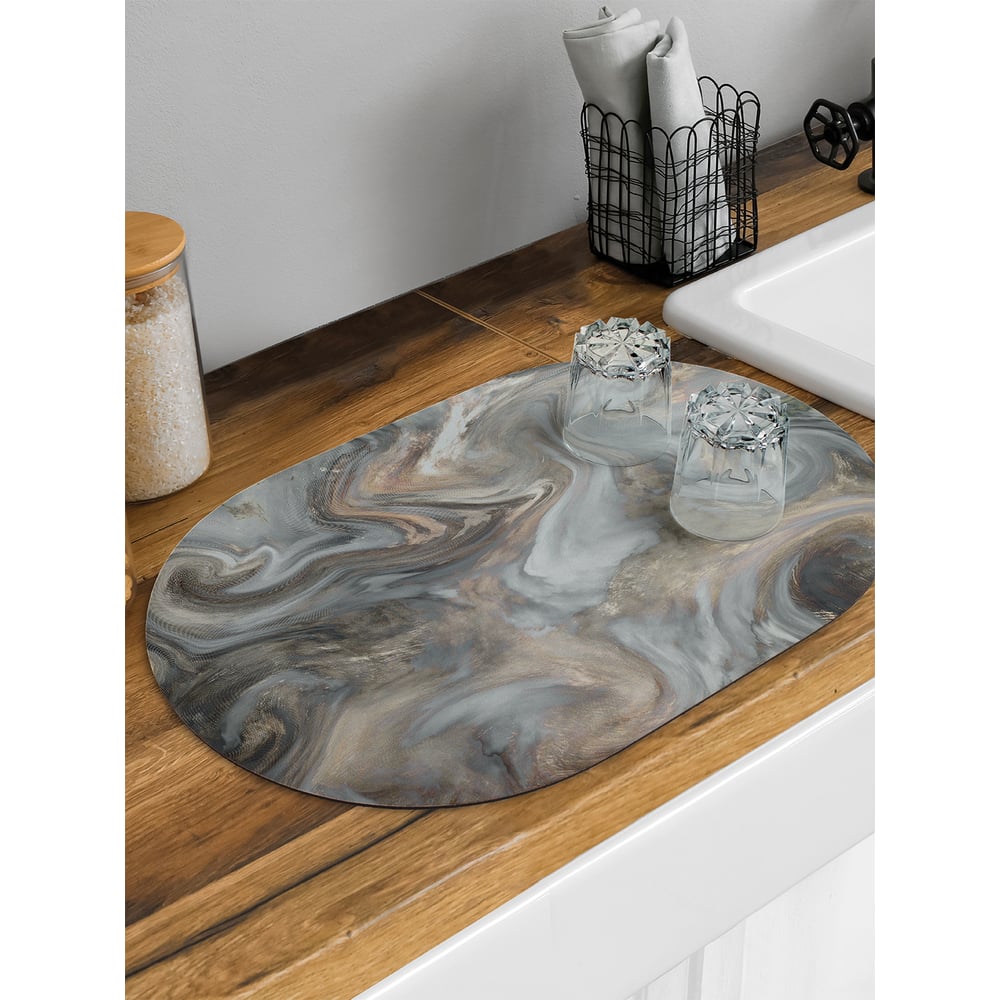 Изображение товара Коврик для сушки посуды JoyArty Мраморные вихри овальный 58x38 см
