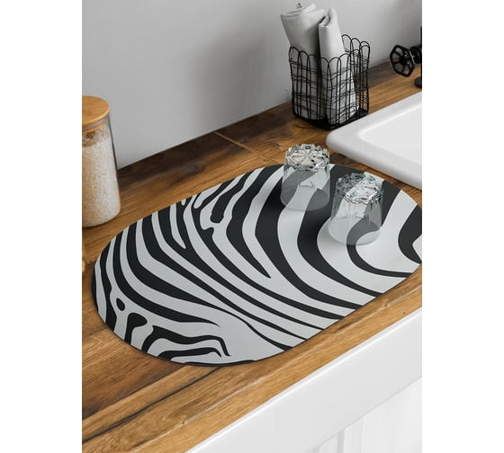 Изображение товара Коврик для сушки посуды впитывающий для кухни JoyArty Зебровый узор овальный 58x38 см sbm_12963_58x38