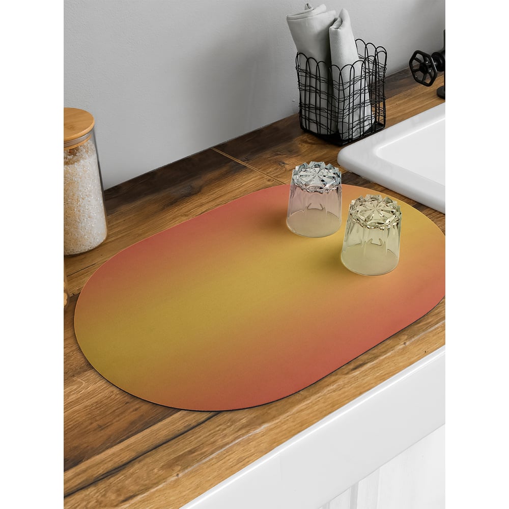 Изображение товара Коврик для сушки посуды впитывающий для кухни JoyArty Оранжевое переливание овальный 58x38 см sbm_23571_58x38