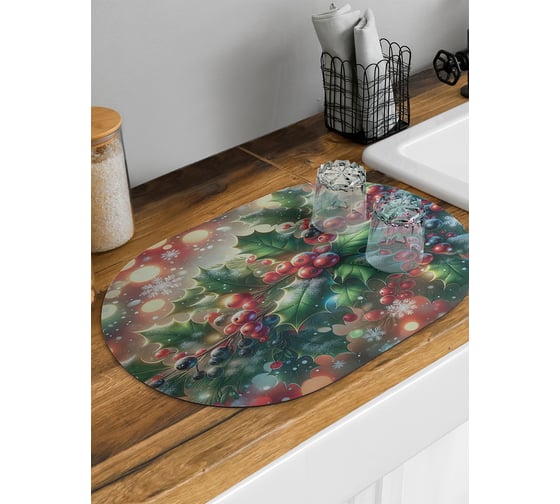 Изображение товара Коврик для сушки посуды JoyArty Атмосфера праздника овальный 58x38 см sbm_sd3901_58x38