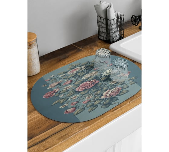 Изображение товара Коврик для сушки посуды JoyArty Бутоны роз овальный 58x38 см sbm_sd3413_58x38