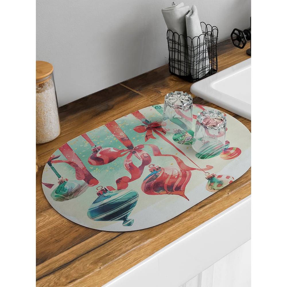 Изображение товара Коврик для сушки посуды JoyArty овальный 58x38 см, практичный и удобный