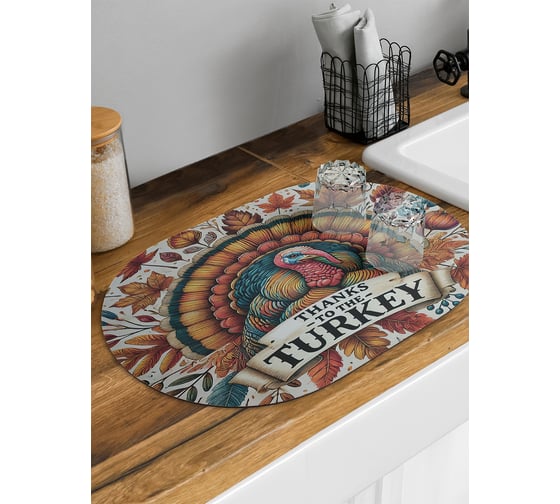 Изображение товара Коврик для сушки посуды JoyArty Благодарность индейке 58x38 см sbm_sd4027_58x38