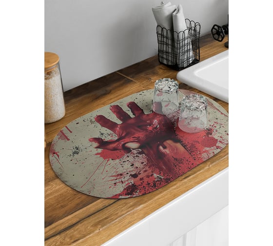 Изображение товара Коврик для сушки посуды JoyArty Кровавая рука овальный 58x38 см sbm_sd3847_58x38