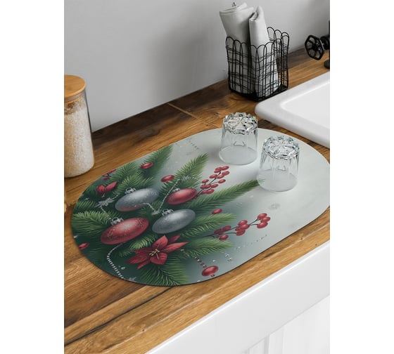 Изображение товара Коврик для сушки посуды JoyArty Игрушки в иголках овальный 58x38 см sbm_sd3929_58x38