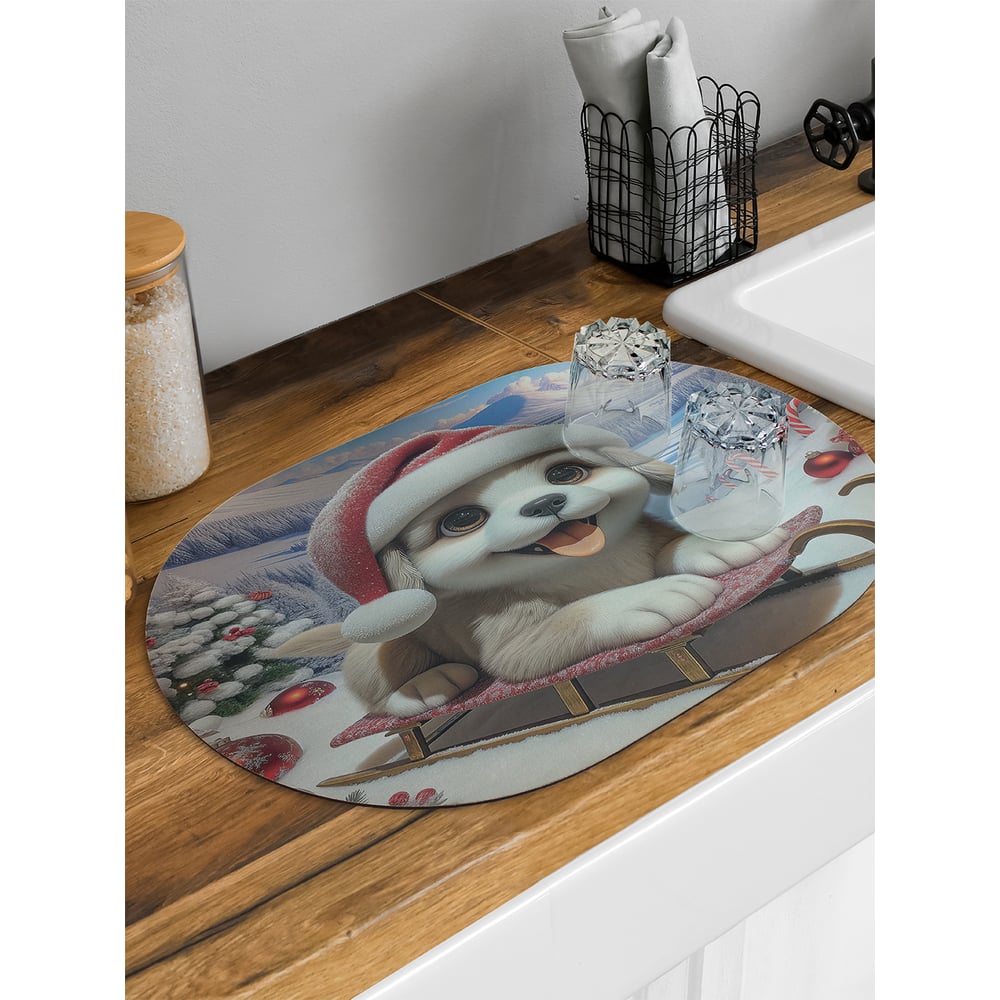 Изображение товара Коврик для сушки посуды JoyArty овальный 58x38 см