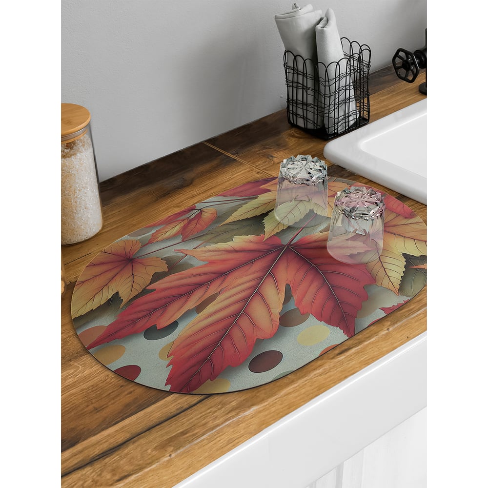 Изображение товара Коврик для сушки посуды JoyArty овальный 58x38 см опавший клен