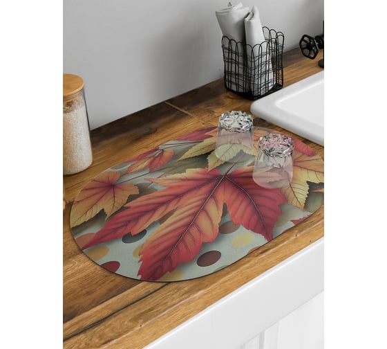 Изображение товара Коврик для сушки посуды JoyArty Опавший клен овальный 58x38 см sbm_sd4017_58x38