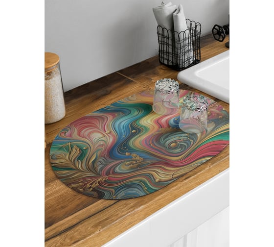 Изображение товара Коврик для сушки посуды JoyArty Восточные мотивы овальный 58x38 см sbm_sd3572_58x38