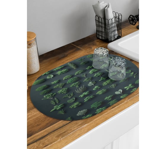 Изображение товара Коврик для сушки посуды JoyArty Зеленая стена овальный 58x38 см sbm_sd3456_58x38