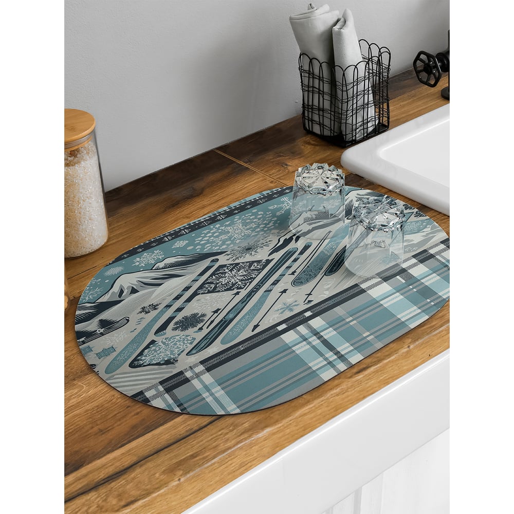Изображение товара Коврик для сушки посуды JoyArty Горный склон овальный 58x38 см
