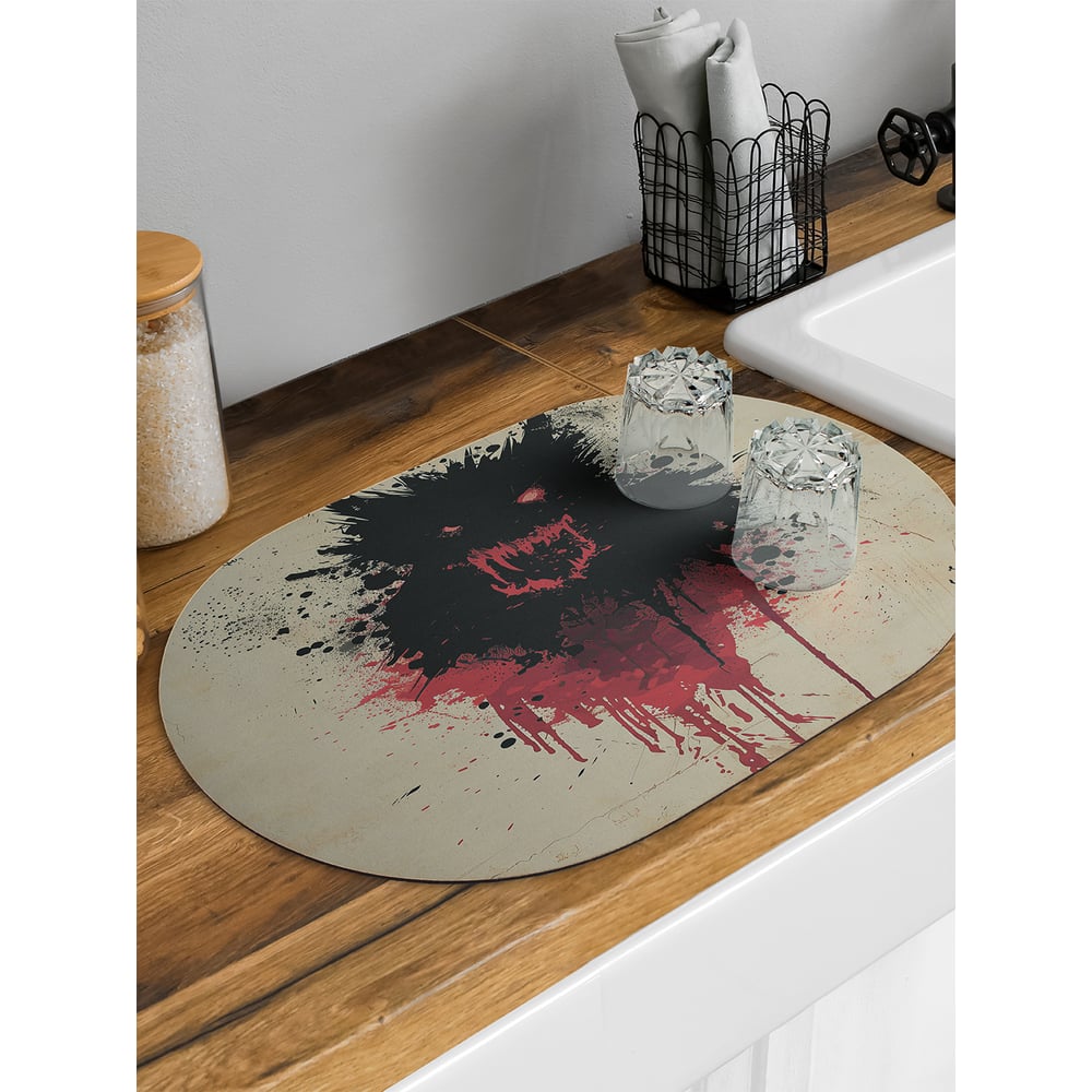 Изображение товара Коврик для сушки посуды JoyArty 58x38 см овальной формы, практический аксессуар для кухни