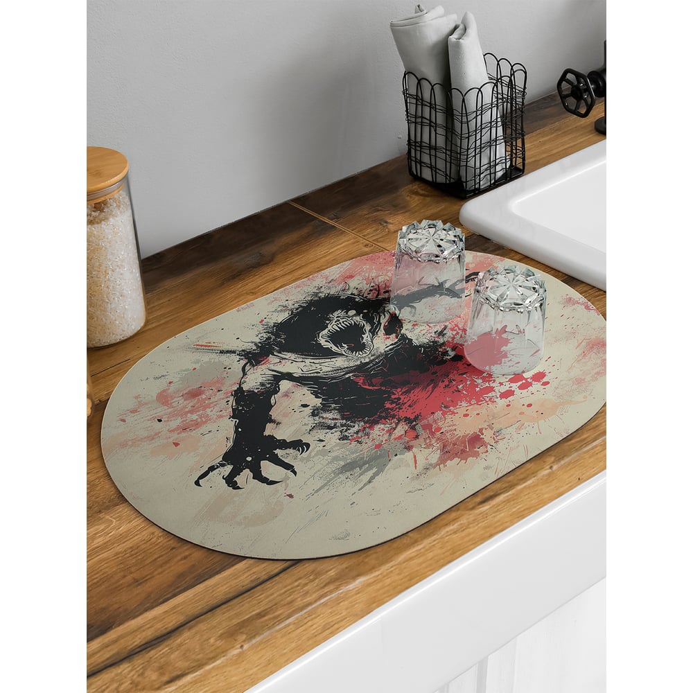 Изображение товара Коврик для сушки посуды JoyArty Ночь ужасов овальный 58x38 см