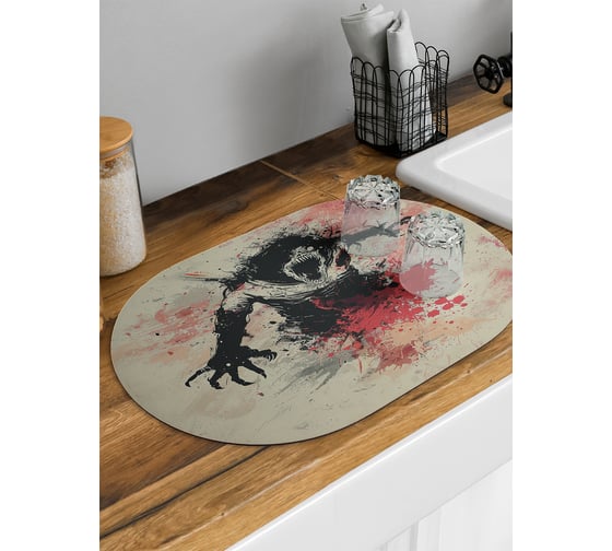 Изображение товара Коврик для сушки посуды JoyArty Ночь ужасов овальный 58x38 см sbm_sd3856_58x38