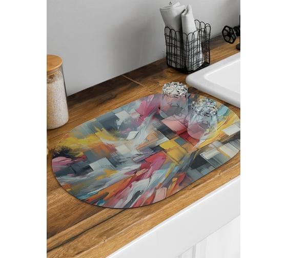 Изображение товара Коврик для сушки посуды JoyArty Картина краской овальный 58x38 см sbm_sd3492_58x38