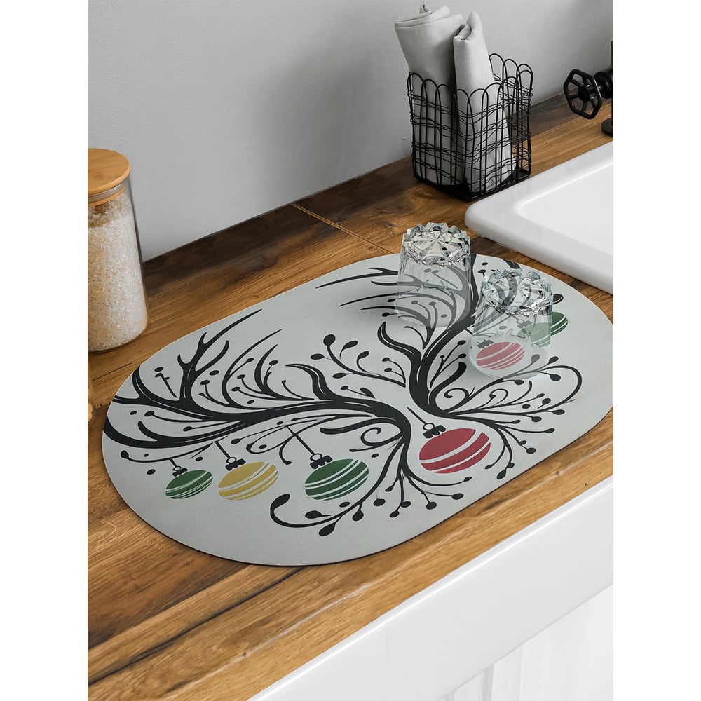 Изображение товара Коврик для сушки посуды JoyArty Древо овальный 58x38 см