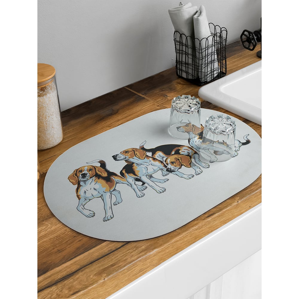 Изображение товара Коврик для сушки посуды JoyArty овальный 58x38 см впитывающий