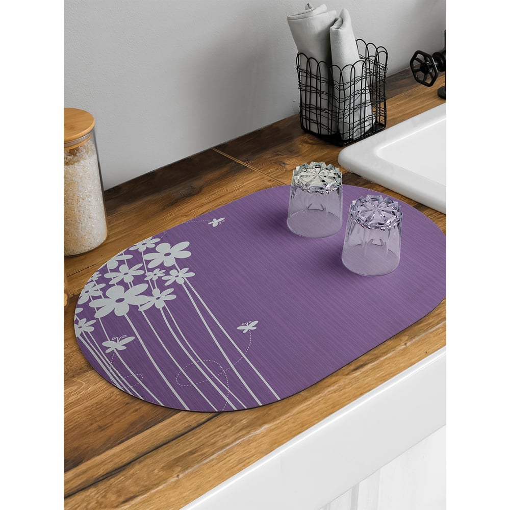 Изображение товара Коврик для сушки посуды JoyArty Цветочный салют овальный 58x38 см