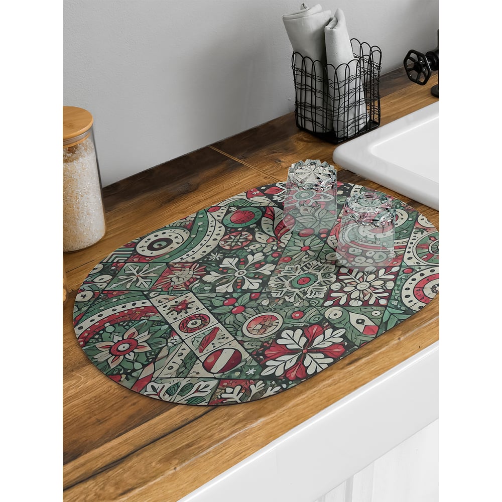Изображение товара Коврик для сушки посуды JoyArty Овальный 58x38 см орнамент