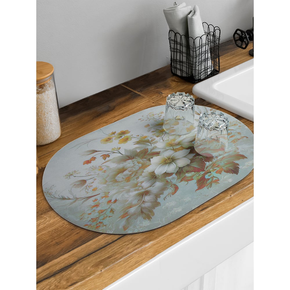 Изображение товара Коврик для сушки посуды JoyArty овальный 58x38 см Осенний букет